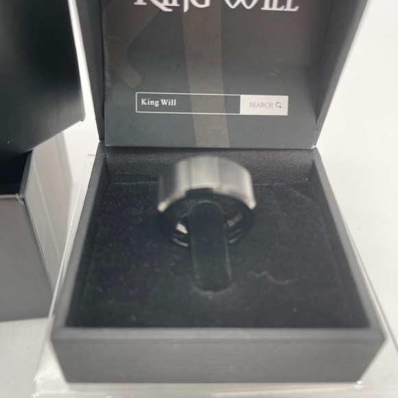 King Will 8mm TUNGSTEN CARBIDE Beveled Edge Comfort Fit Band RING - Size 6.5 - Picture 1 of 10